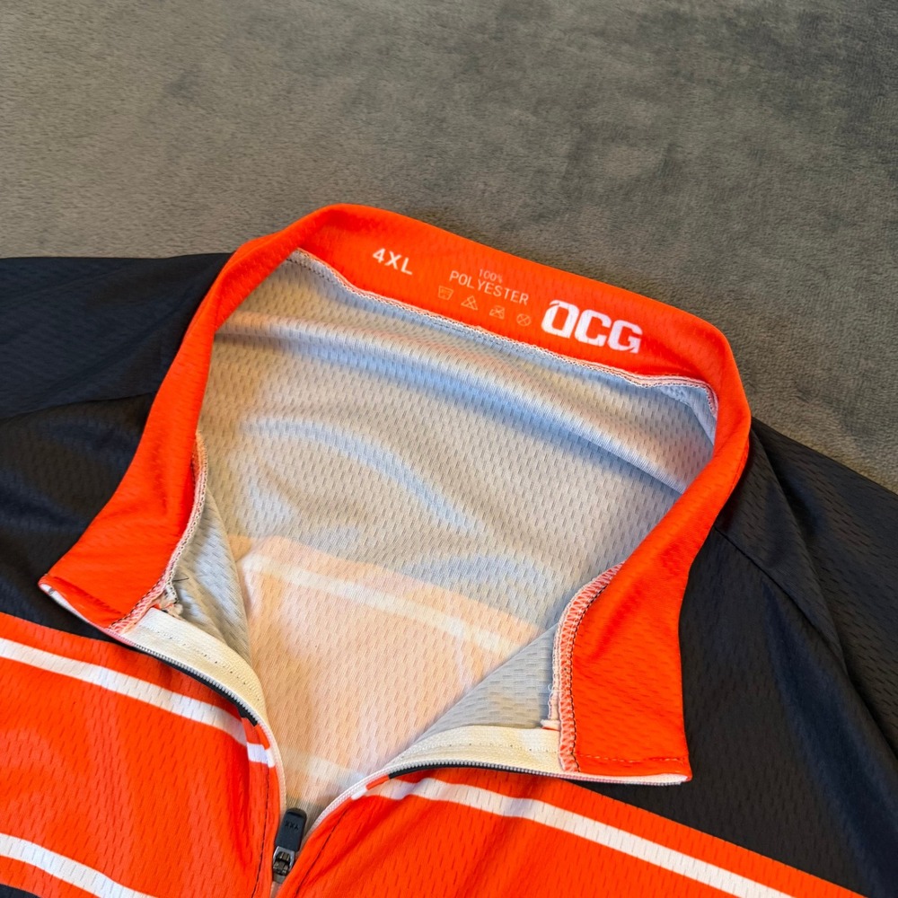 OCG Cycling Jersey Mens XXXX-Large 4XL Black Orange Full Zip Rear Pockets